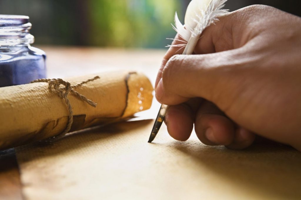 Hand Writing Using Quill and Ink