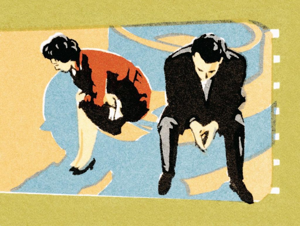 Drawing of a Couple Sitting Away from One Another
