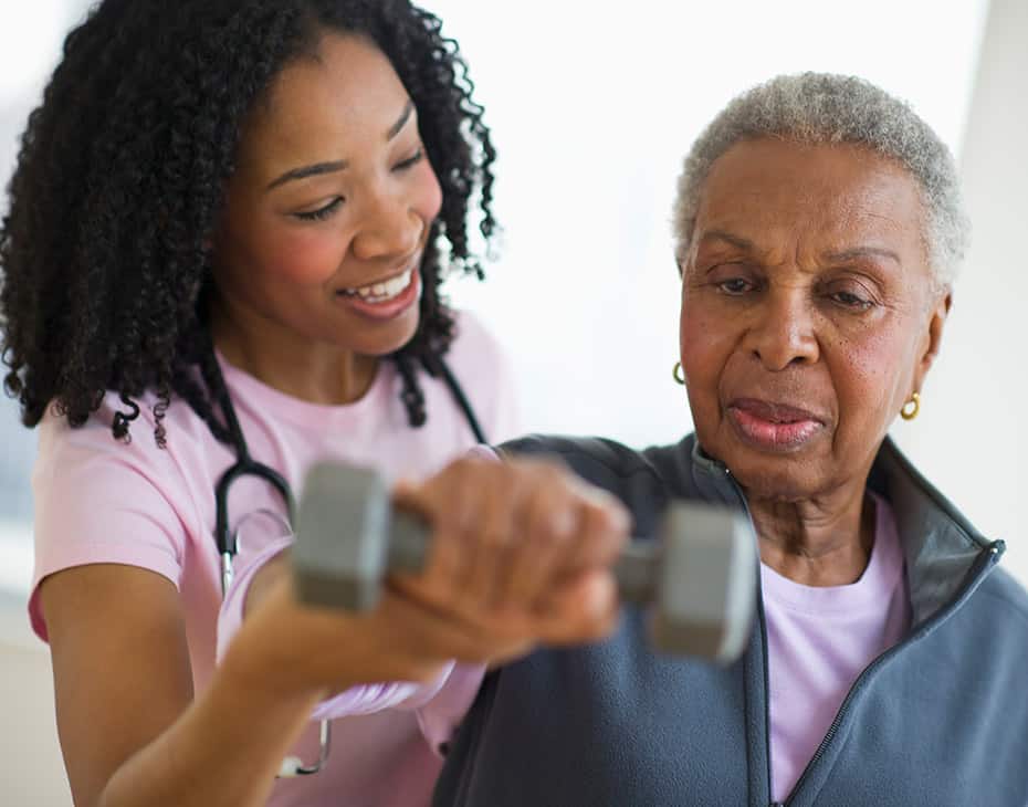 inset_need_rehab_930x730 Smiling Nurse Helping Senior with Therapy by Using Dumbbell Exercise