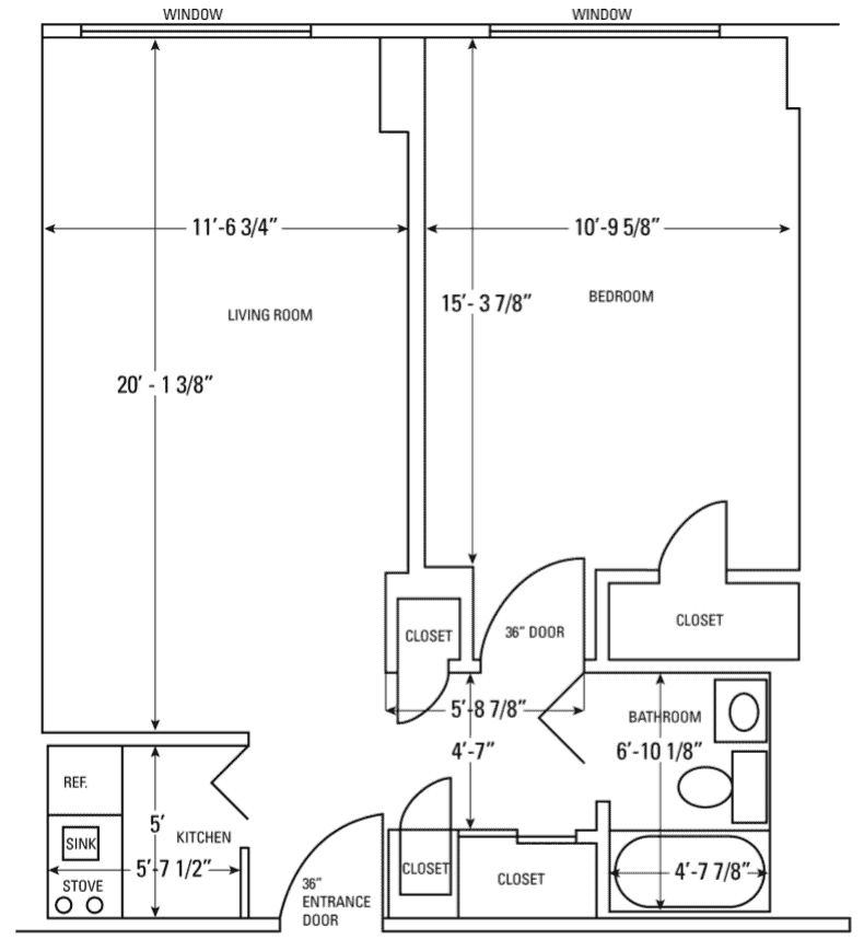 One Bedroom Apartment Floorplan at Isabella House