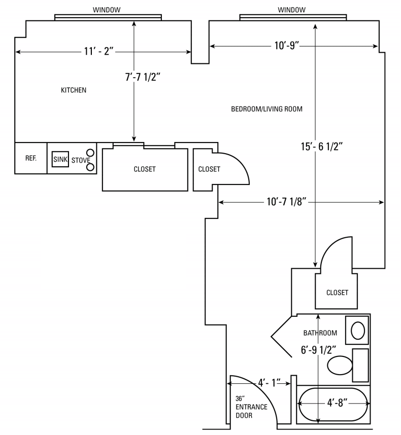 Studio Apartment Floorplan at Isabella House