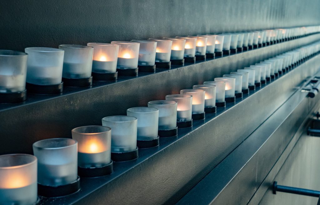 Candles Neatly Lined Up for Vigil