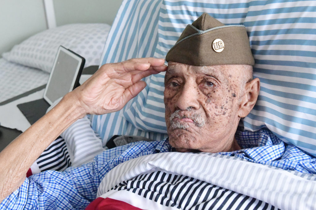 Veteran in Hospital Bed Man in Hospital Bed